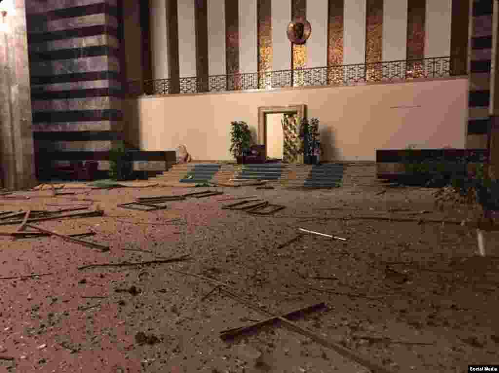Another image purporting to show damage to the interior of the parliament building.