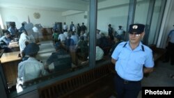 Armenia - A court security guard at the trial of members of a radical opposition group in Yerevan, 26Jul2017. 