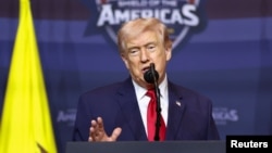 US President Donald Trump speaks at the "Shield of the Americas" Summit in Miami, Florida, March 7, 2026.