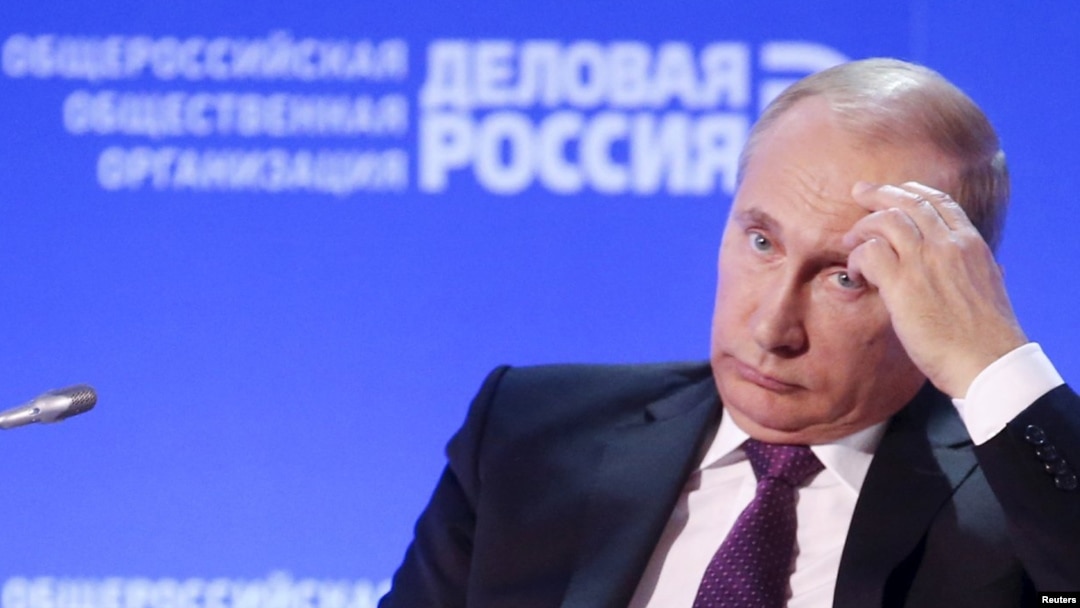 Russian President Vladimir Putin at the Business Russia forum in Moscow on May 26. 