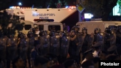 Armenia - Riot police confront protesters on Marshal Bagramian Avenue, Yerevan, 11Sep2015.