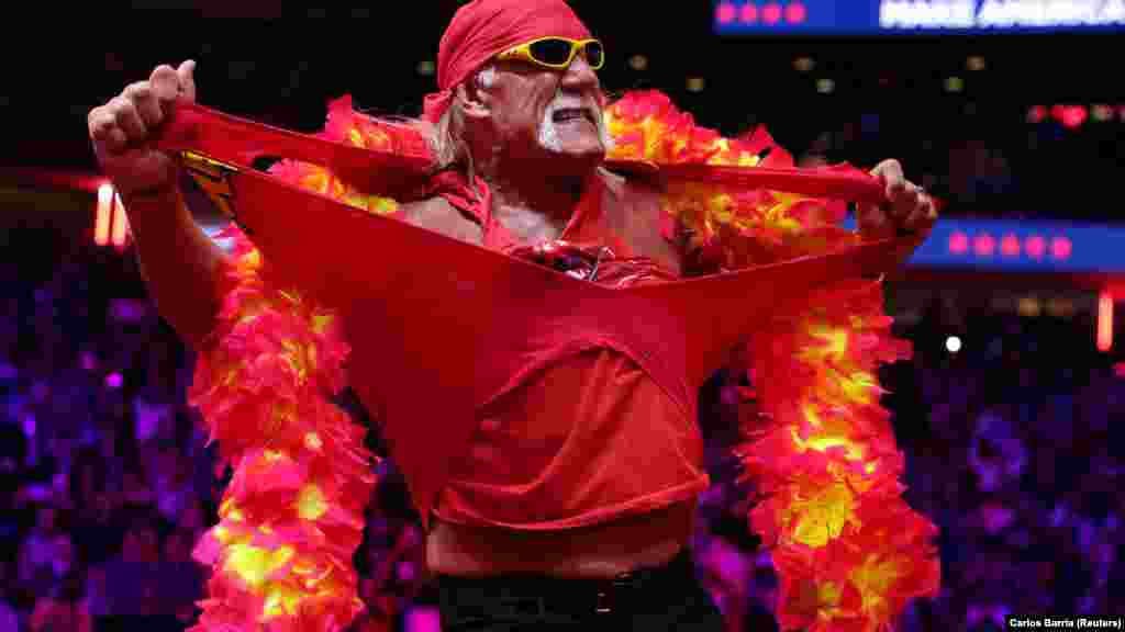 Hulk Hogan visszavonult profi&nbsp;pankrátor a republikánus elnökjelölt és korábbi amerikai elnök, Donald Trump mellett tartott nagygyűlésen a Madison Square Gardenben, New Yorkban október 27-én. Több mint egy évtized telt el azóta, hogy Donald Trump utoljára különleges vendégként szerepelt a World Wrestling Entertainment műsorában, de az akkori pankrátorsztárok most újra felbukkannak, hogy támogassák 2024-es elnökjelölti kampányát