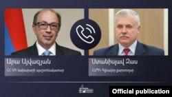 И. о. министра иностранных дел Армении Ара Айвазян (слева) и генеральный секретарь ОДКБ Станислав Зась