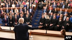 Președintele Donald Trump în timpul discursului său în fața camerelor reunite ale Congresului american pe 4 martie 2025