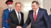 Russian Foreign Minister Sergei Lavrov (left) was presented with the artwork when he met the chairman of Bosnia-Herzegovina's tripartite presidency, Milorad Dodik, in Sarajevo on December 14. 