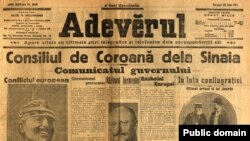 Ziarul Adevărul din 23 iulie/5 august 1914: anunțuri, fotografii și opinii despre război.