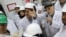 IRAN -- Head of the Atomic Energy Organisation of Iran (AEOI), Ali Akbar Salehi (2nd-R)) addresses workers during a visit at the nuclear power plant of Natanz, November 4, 2019