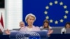 (FILES) European Commission President Ursula von der Leyen gives a speech during a plenary session at the European Parliament in Strasbourg on July 9, 2025.
