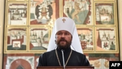 Mitropolitul Ilarion, într-o imagine din vremea când conducea departamentul de politică externă al bisericii ortodoxe ruse (septembrie 2018) 