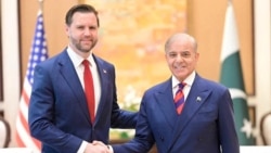 Pakistani Prime Minister Shehbaz Sharif (right) shakes hands with US Vice President JD Vance ahead of US-Iran peace talks in Islamabad on April 11.