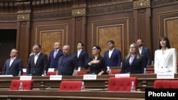 Armenia - Deputies of the opposition Hayastan bloc attend the opening session of the new Armenian parliament, Yerevan, August 2, 2026.
