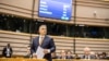 Orbán Viktor miniszterelnök felszólal az Európai Parlament plenáris ülésén Brüsszelben 2017. április 26-án.