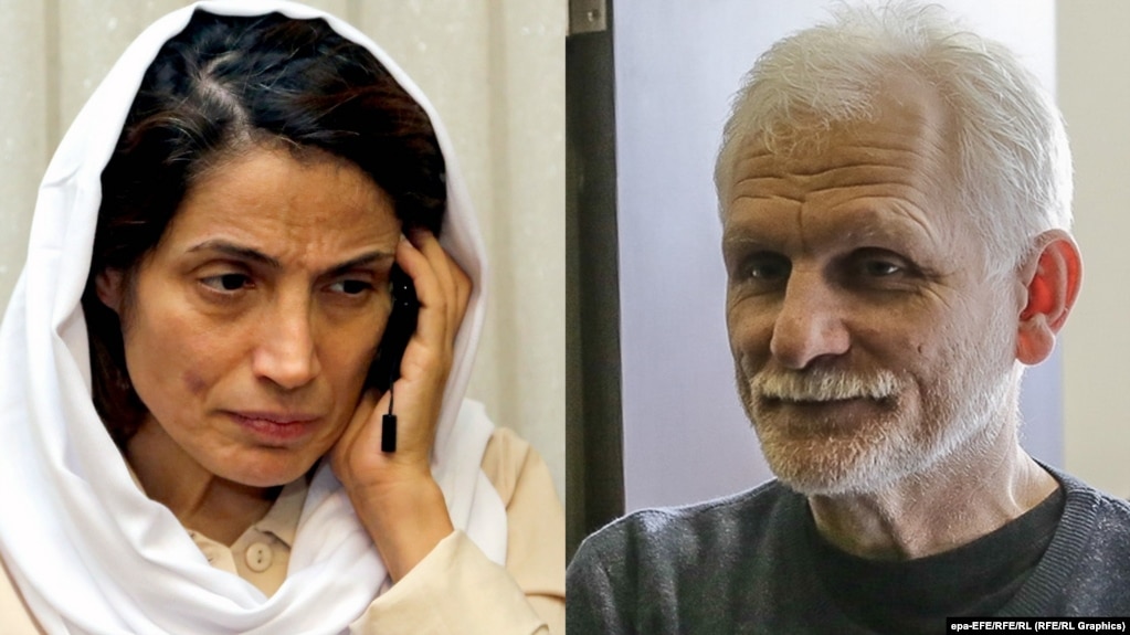 Iranian human rights lawyer Nasrin Sotoudeh (left) and Belarusian activist Ales Byalyatski (file photo)