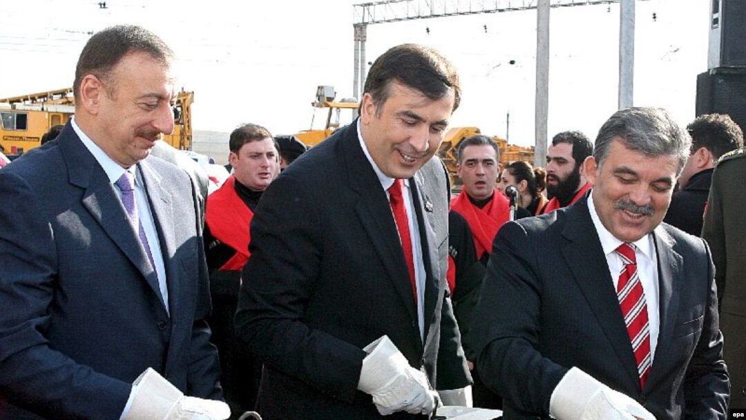 Gürcüstanda Bakı-Tbilisi-Qars dəmiryol xəttinin təməlqoyma mərasimi. Noyabr 2007 