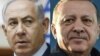 A composite file photo of Israeli Prime Minister Benjamin Netanyahu (left) attending the weekly cabinet meeting in Jerusalem and Turkish President Recep Tayyip Erdogan. 