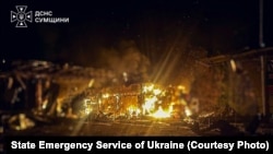 Пожар в результате атаки на Сумы, Украина, 23 октября 2026 года