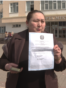 Kazakhstan – A human rights defender Marzhan Aspandiyarova is standing in front of School No. 13, where polling station No. 861 is located. Tuzdybastau village, Talgar District, Almaty Region, March 17, 2026.