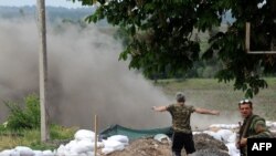 Блокпост сепаратистов в Славянске 