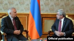 Armenia - President Serzh Sarkisian meets with Piotr Switalski, head of the EU Delegation in Armenia, Yerevan, 13Jan2016.