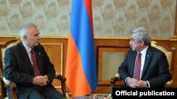 Armenia - President Serzh Sarkisian meets with Piotr Switalski, head of the EU Delegation in Armenia, Yerevan, 13Jan2016.