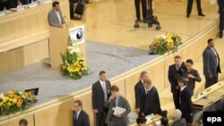 EU delegates left the assembly room during a speech by Iranian President Mahmud Ahmadinejad at the opening session of the Durban Review Conference in Geneva in 2009.