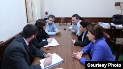 Armenia - Election officials from the OSCE/ODIHR (L) meet with leaders of the opposition Zharangutyun party in Yerevan, 31Jan2012. 