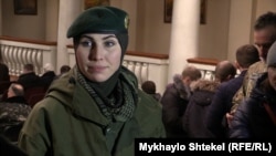 Ukraine -- Aminа Okuyeva wife battalion commander, International peacekeeping battalion press officer named Johar Dudayev