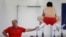 Coach of the gymnastics Russian Olympic team Valery Alfosov and team member Nikolai Kuksenkov