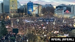 Student-led protest at Slavija Square in Belgrade