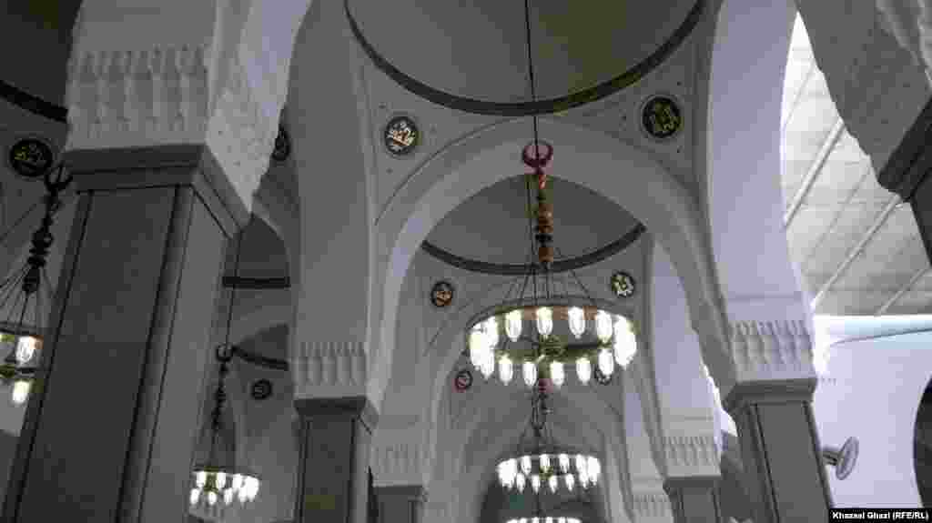 The interior of the Mosque of Two Qiblas in Medina City