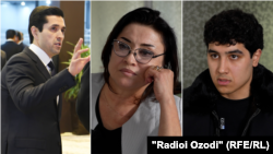 Акс: Зафар Азимов, раиси "Қолинҳои Қайроққум" (чап); Холнисо Ҳомидова, вакили мудофеъ (байн) ва даъвогар Парвиз Мамадҷонов (рост)