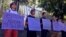 Serbia - Belgrade - Activists of Women in Black protested in front of the Russian Embassy because of the murder of Russian LGBT activist - July 25th 2019