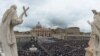 Vatican -- crowd gathered on St Peter's Square for dual canonization of Popes John XXIII and John Paul II on 27apr2014