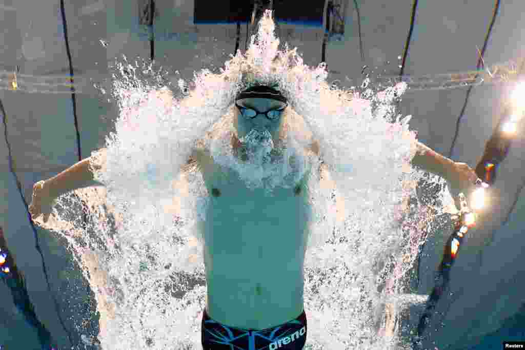 &laquo;Золотий&raquo; угорець Крістоф Мілак під час фіналу запливу на дистанції 200 метрів метеликом. Токіо, 28 липня 2021 року
