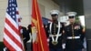 Armenia - U.S. marines participate in an Independence Day reception at the U.S. Embassy in Yerevan, 2Jul2014.