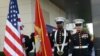 U.S. Marines participate in an Independence Day reception at the U.S. Embassy in Yerevan in July 2014. 
