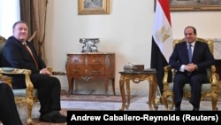 U.S. Secretary of State Mike Pompeo meets with Egyptian President Abdel Fattah al-Sisi in Cairo on January 10.