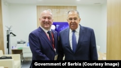 Міністр закордонних справ Росії Сергій Лавров і міністр Сербії без портфеля Ненад Попович у Санкт-Петербурзі, Росія, 4 червня 2026 року