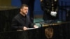Ukrainian President Volodymyr Zelenskyy speaks at the UN in New York City on September 24. 