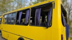 Херсон. Соккуга кабылган автобус.