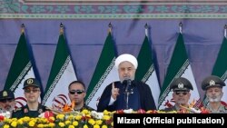 President Hassan Rouhani speaking at a ceremony commemorating the start of the Iran-Iraq war on September 22 in Tehran.