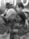 A Ukrainian soldier released in a prisoner exchange with Russia embraces a loved one in Chernihiv.