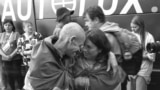 A Ukrainian soldier released in a prisoner exchange with Russia embraces a loved one in Chernihiv.