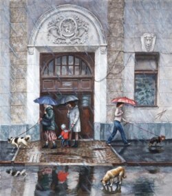 Šetači pasa prolaze pored ulaza u stan u kojem je nekada živeo prvi ruski autor, dobitnik Nobelove nagrade, Ivan Bunin.