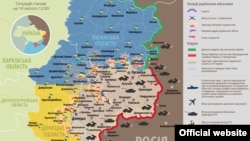 Ukraine – UKRAINIAN Map: The situation in a combat zone at Donbas, 14Feb2015