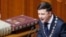 UKRAINE -- Ukrainian new president Volodymyr Zelenskiy speaks after taking the oath of office during his inauguration ceremony in the parliament hall in Kyiv, May 20, 2019