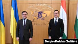 Szijjártó Péter és Dmitro Kuleba ukrán külügyminiszter Kijevben 2021. január 27-én