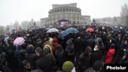 Armenia -- The opposition Homeland Salvation Movement holds a rally at Liberty Square in Yerevan, February 20, 2021.