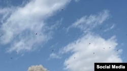 Smoke rises from an explosion in Tehran. 