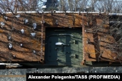 A crew hatch of an armored vehicle at the Zaporizhzhya workshop